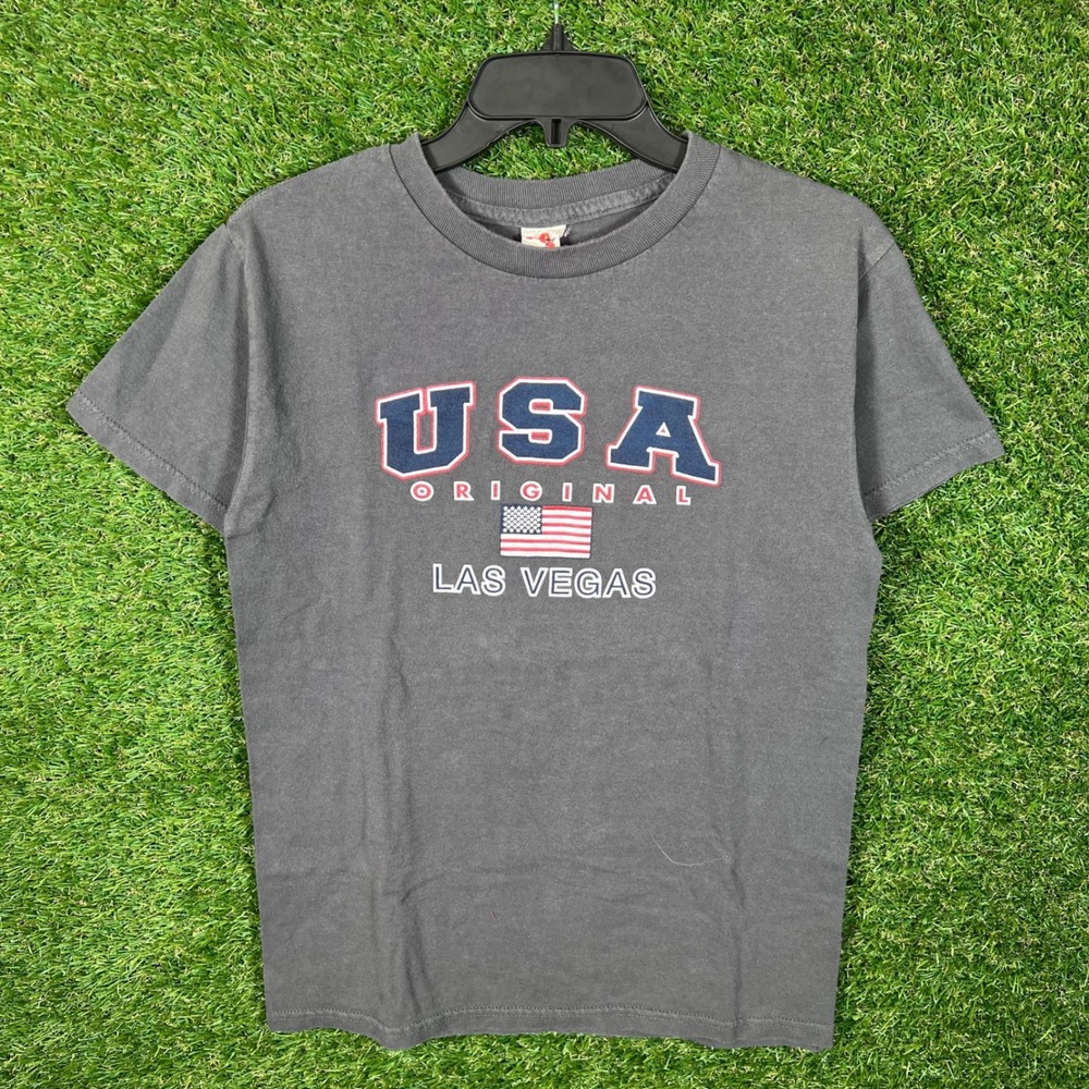 USA Original Las Vegas Graphic‎ T Shirt Gray Short Sleeve Crew Neck Size Small